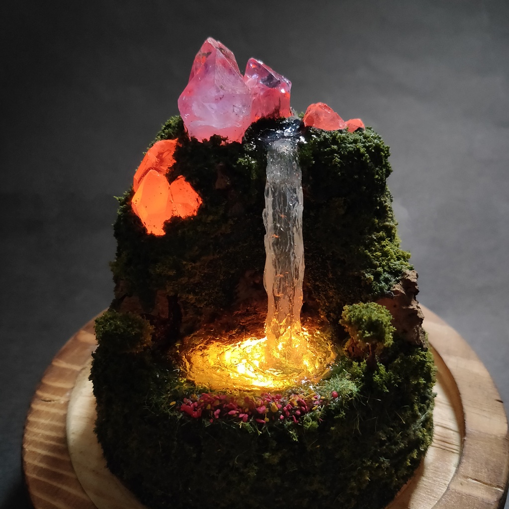 鉱物ランプ『水晶山脈』大・水晶・アメシスト・リモコン切替点灯