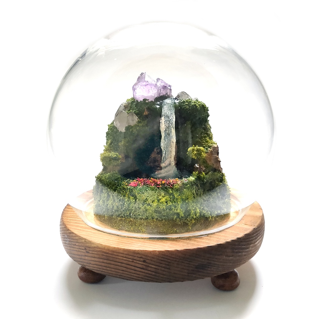 鉱物ランプ『水晶山脈』大・水晶・アメシスト・リモコン切替点灯