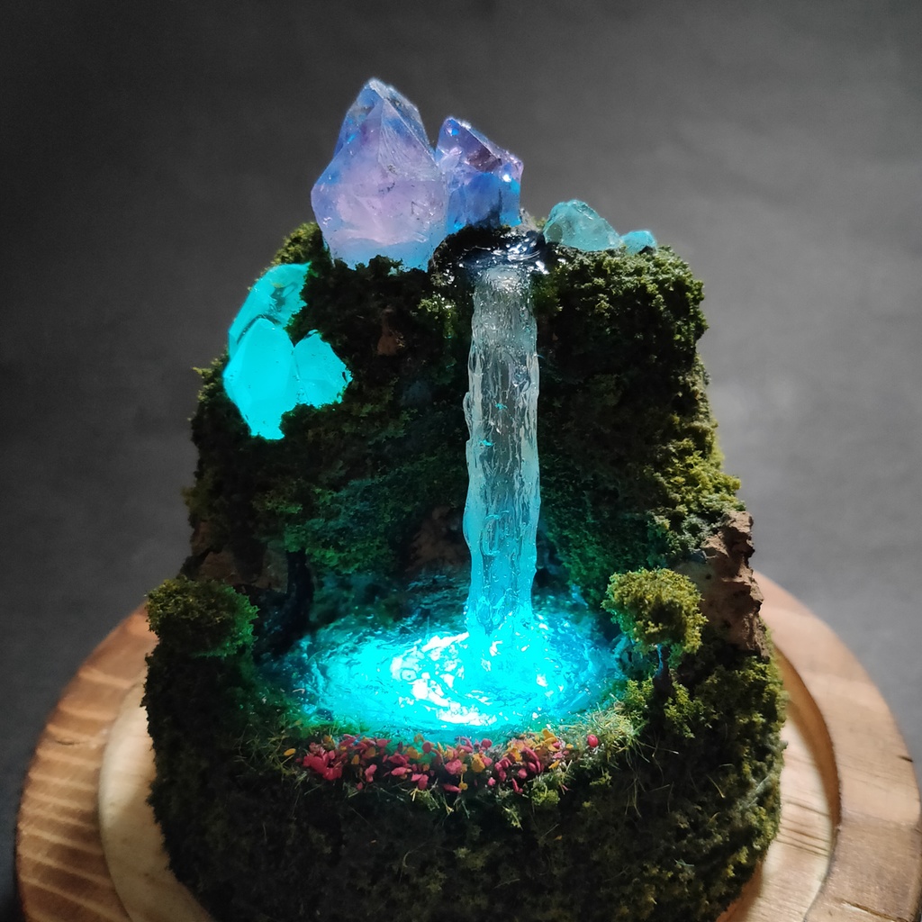 鉱物ランプ『水晶山脈』大・水晶・アメシスト・リモコン切替点灯