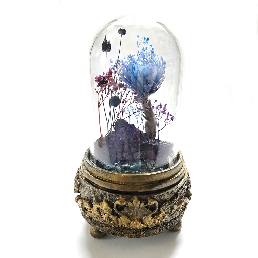 鉱物ランプ『紫と水色』中・蛍石・リモコン切替点灯