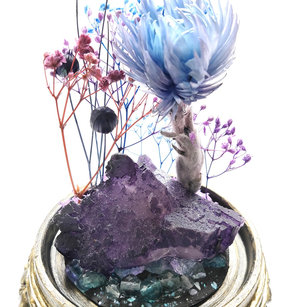 鉱物ランプ『紫と水色』中・蛍石・リモコン切替点灯