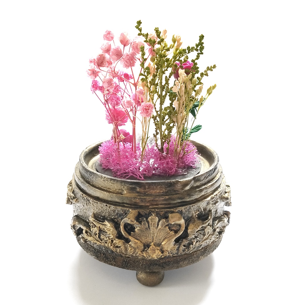 鉱物ランプ『ピンクと緑』中・水晶・トルマリン・リモコン切替点灯