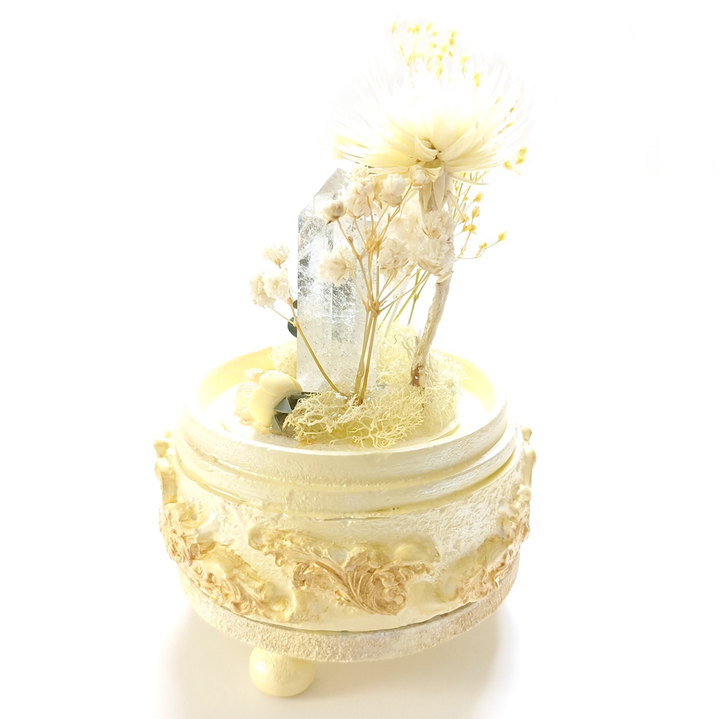 鉱物ランプ『クリーム色』中・水晶・オパール・リモコン切替点灯