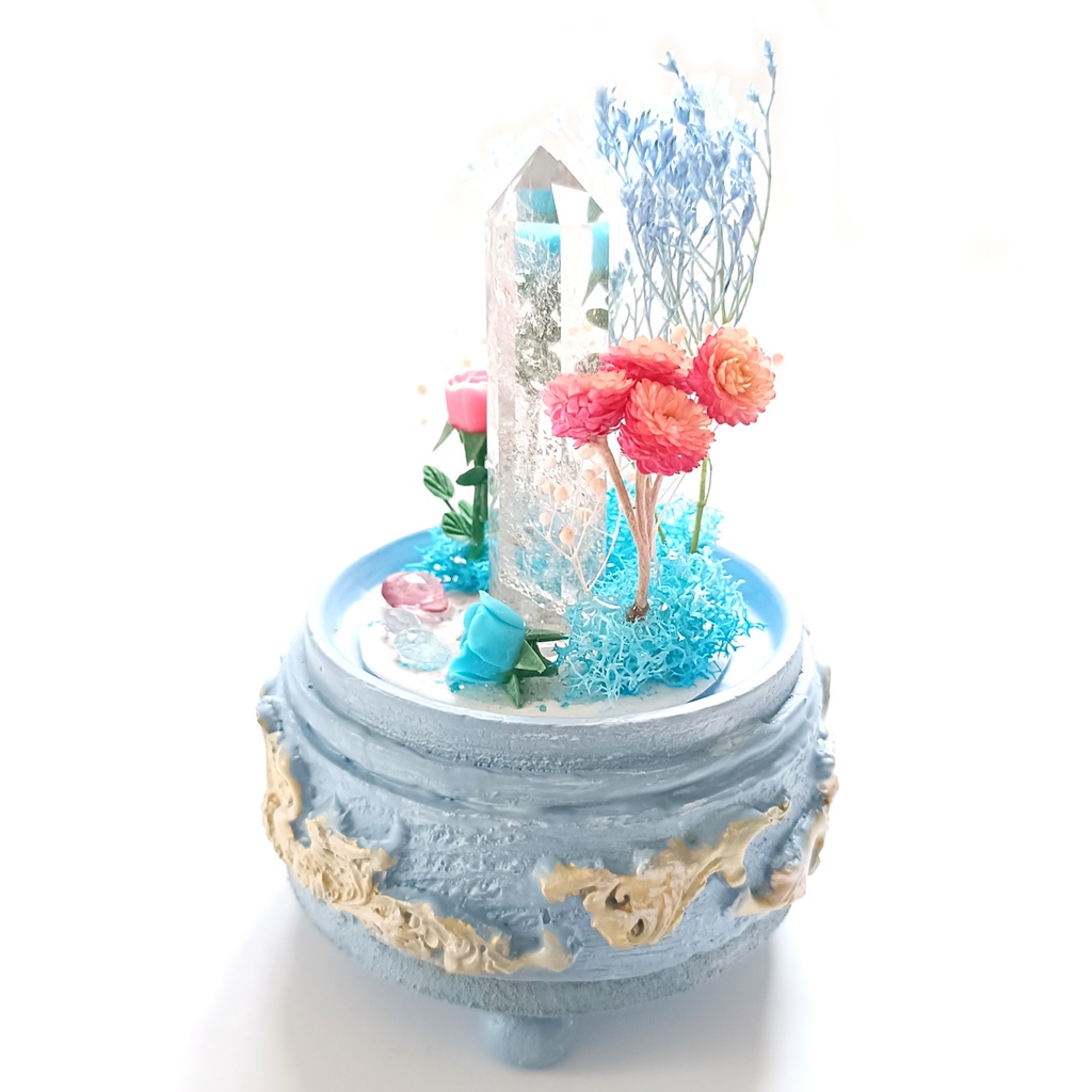 鉱物ランプ『水色とピンク』中・水晶・トパーズ・リモコン切替点灯