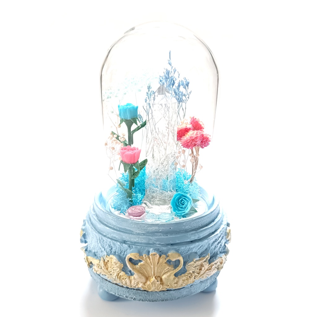 鉱物ランプ『水色とピンク』中・水晶・トパーズ・リモコン切替点灯