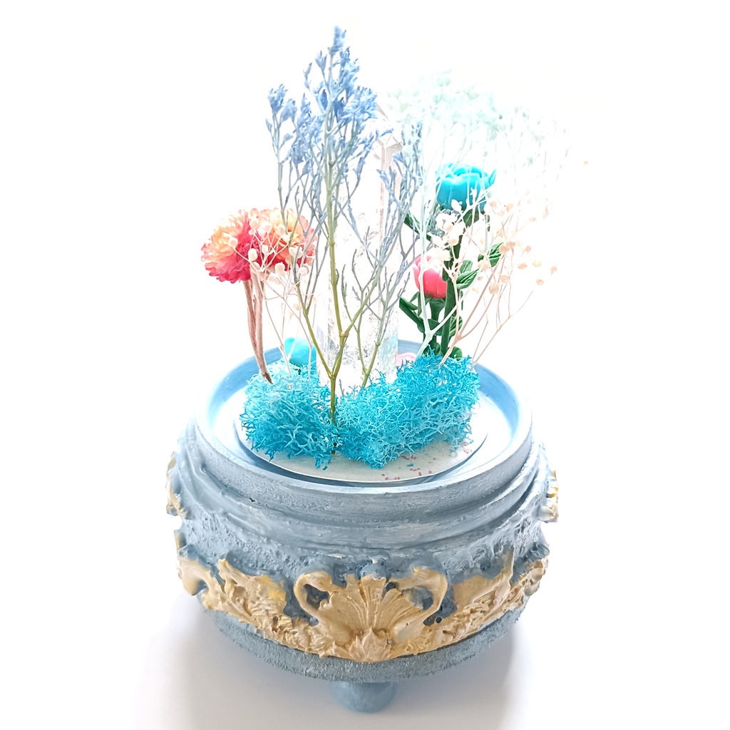 鉱物ランプ『水色とピンク』中・水晶・トパーズ・リモコン切替点灯