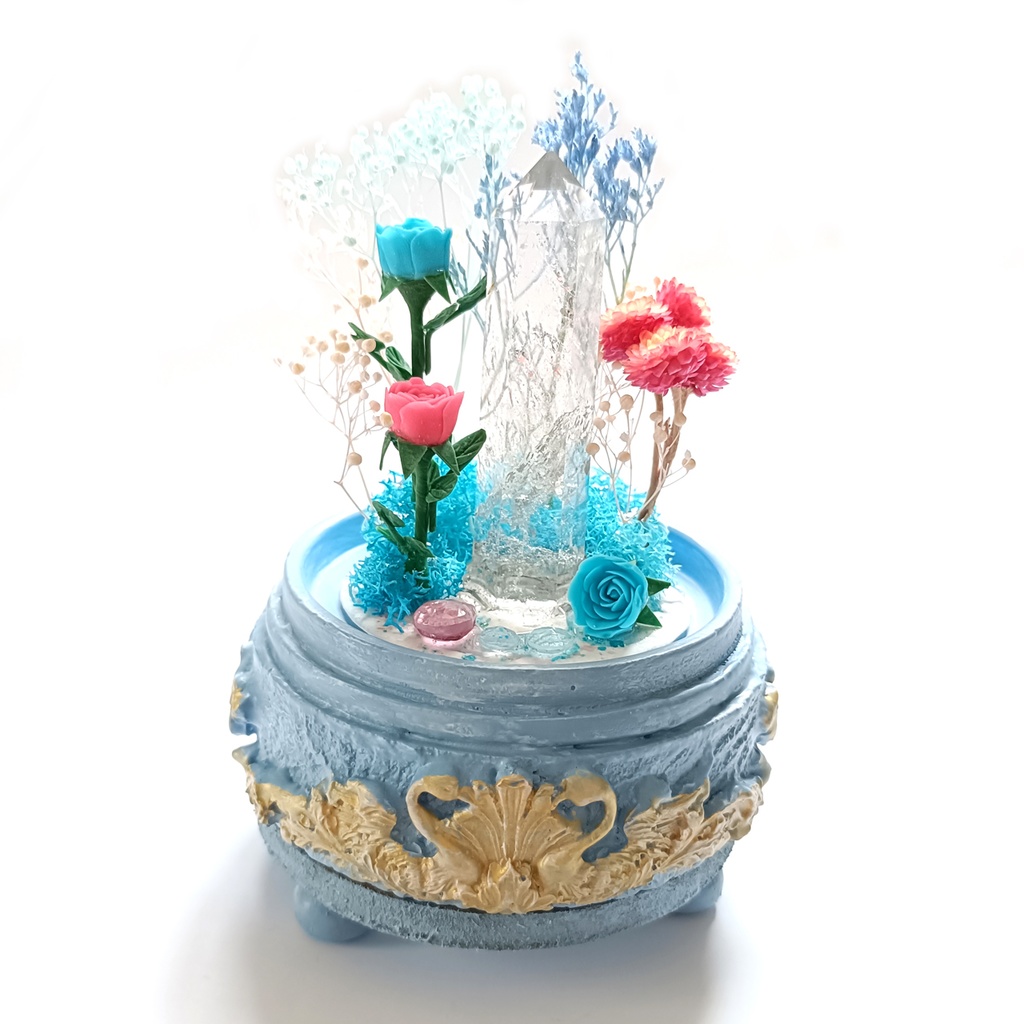 鉱物ランプ『水色とピンク』中・水晶・トパーズ・リモコン切替点灯