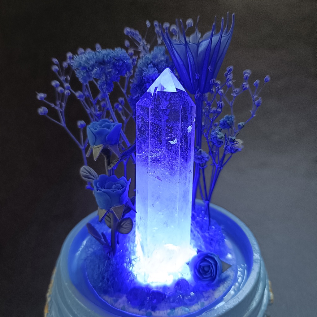 鉱物ランプ『青紫』中・水晶・タンザナイト・リモコン切替点灯