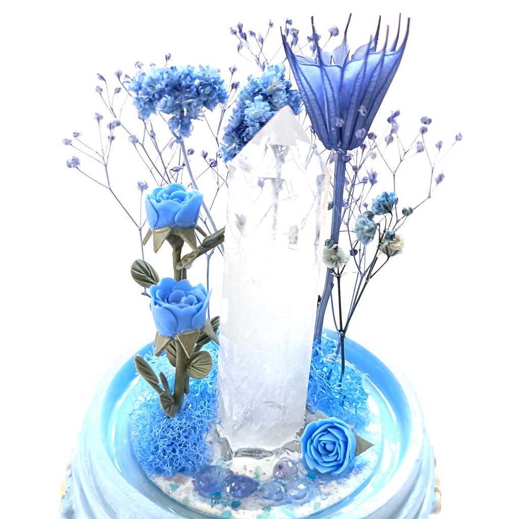 鉱物ランプ『青紫』中・水晶・タンザナイト・リモコン切替点灯