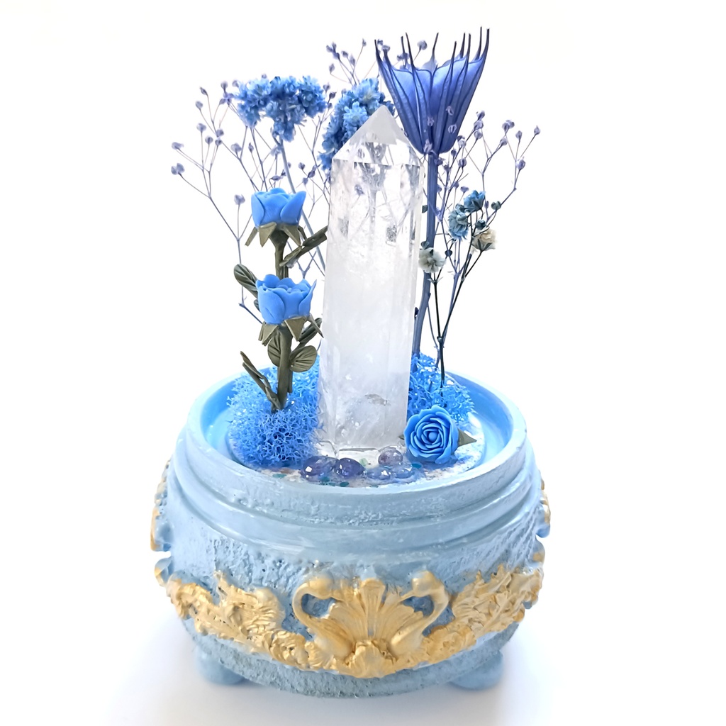 鉱物ランプ『青紫』中・水晶・タンザナイト・リモコン切替点灯