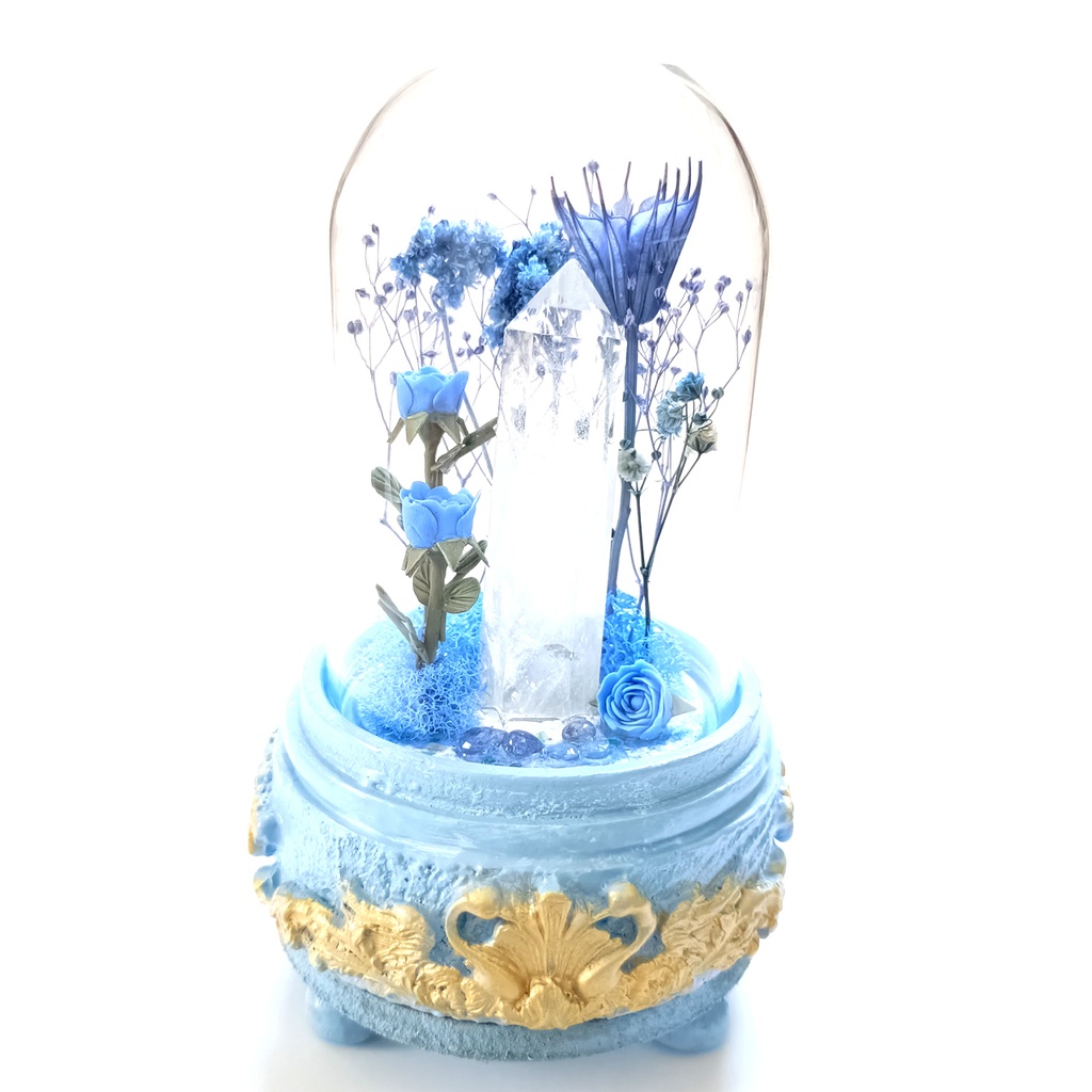 鉱物ランプ『青紫』中・水晶・タンザナイト・リモコン切替点灯