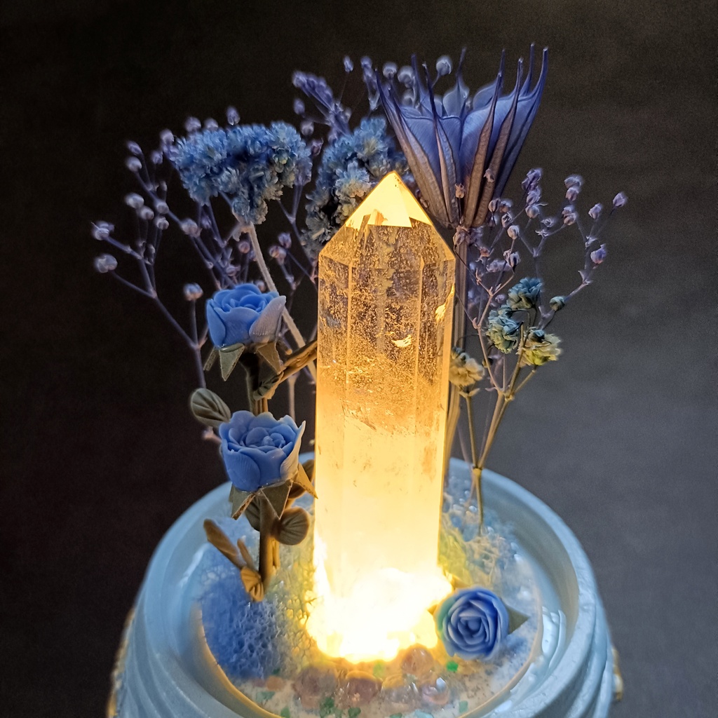 鉱物ランプ『青紫』中・水晶・タンザナイト・リモコン切替点灯