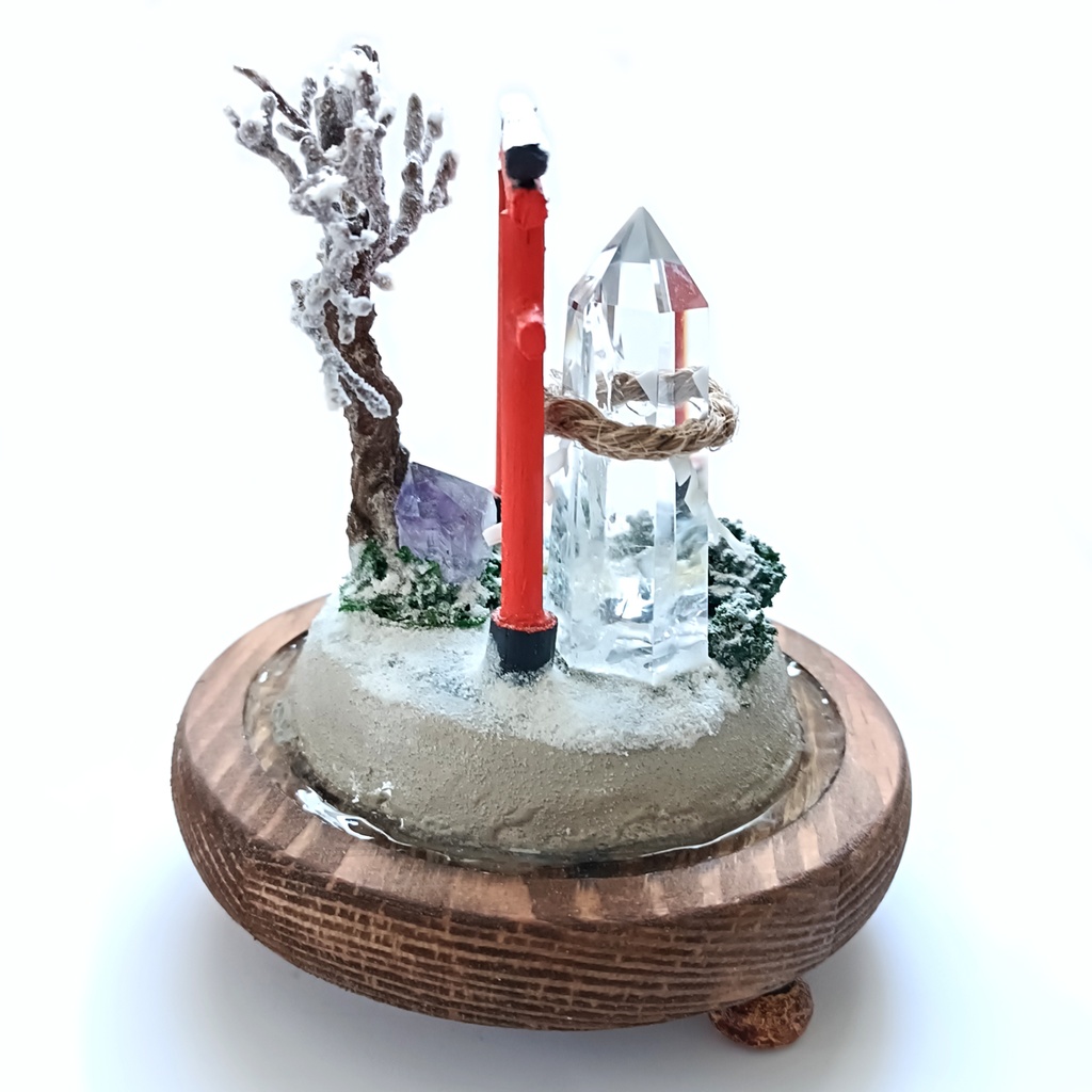 鉱物ランプ『水晶庭園-冬のお社-』大・水晶・リモコン切替点灯
