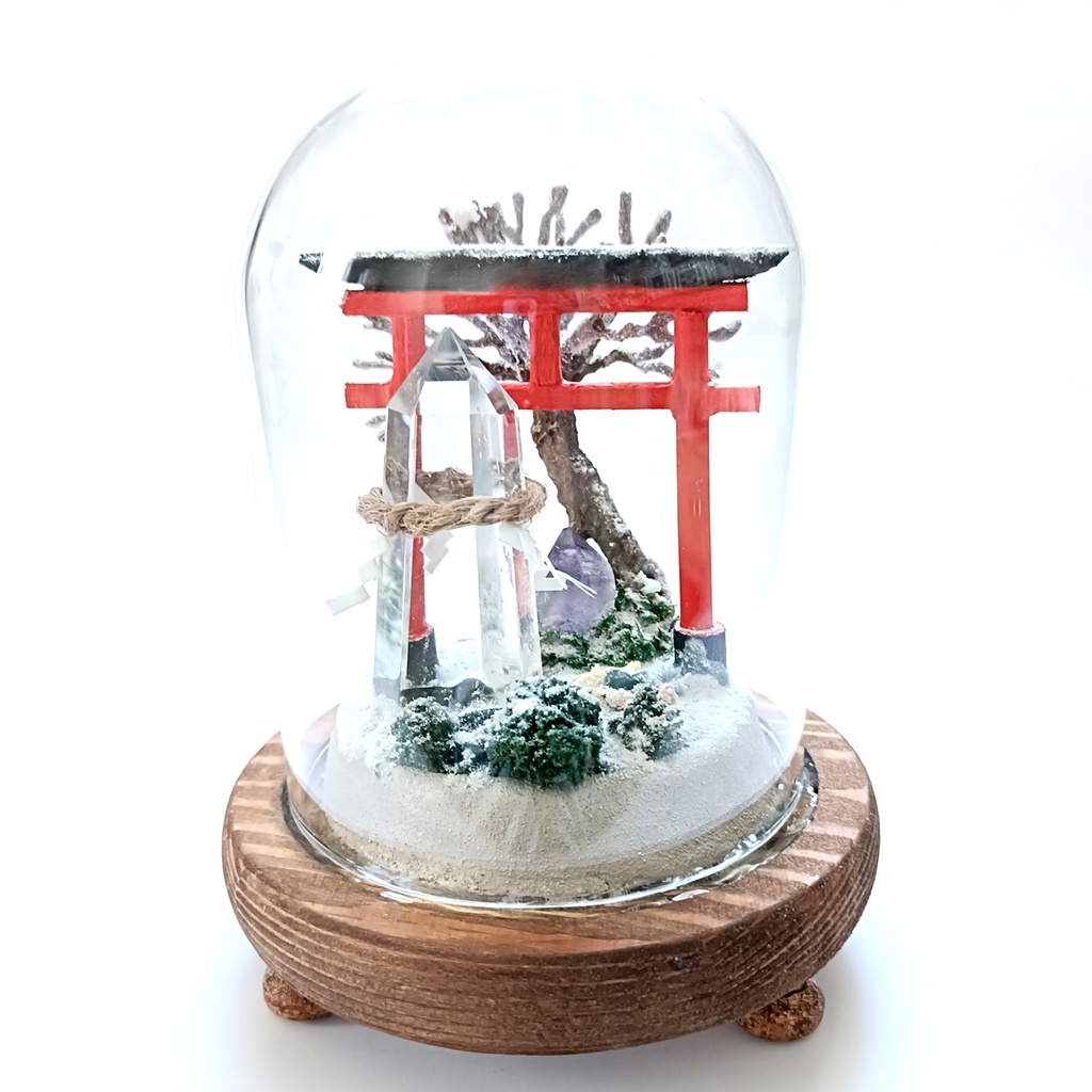 鉱物ランプ『水晶庭園-冬のお社-』大・水晶・リモコン切替点灯