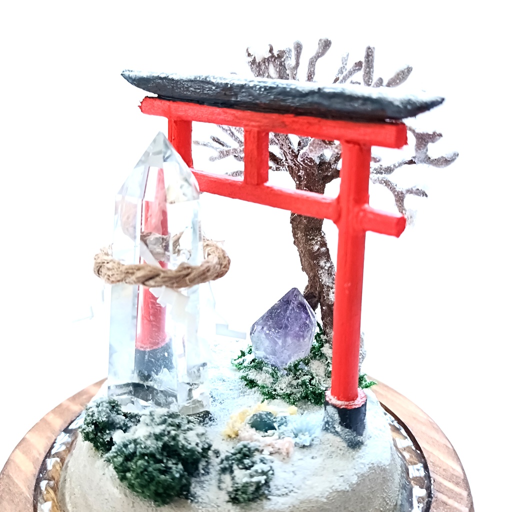 鉱物ランプ『水晶庭園-冬のお社-』大・水晶・リモコン切替点灯