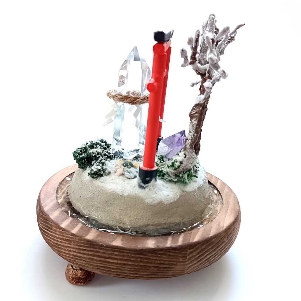 鉱物ランプ『水晶庭園-冬のお社-』大・水晶・リモコン切替点灯