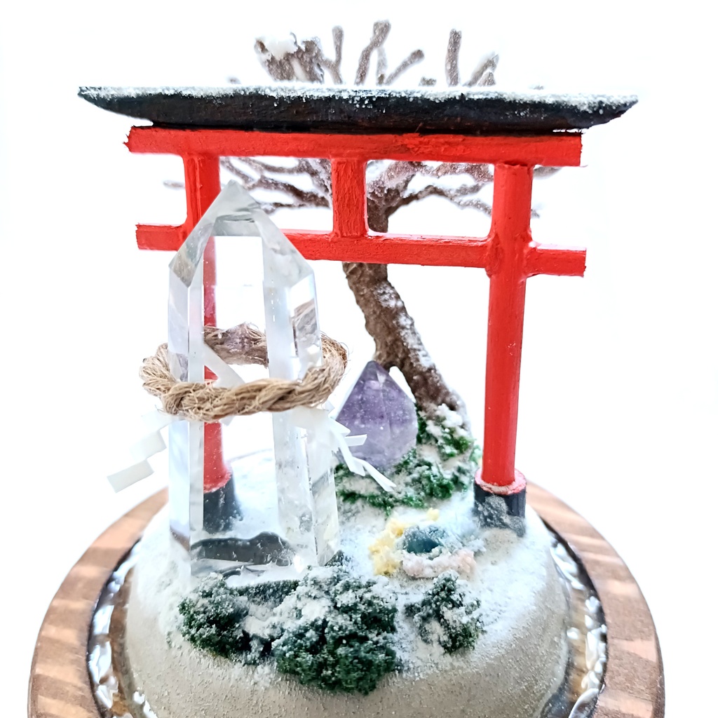 鉱物ランプ『水晶庭園-冬のお社-』大・水晶・リモコン切替点灯