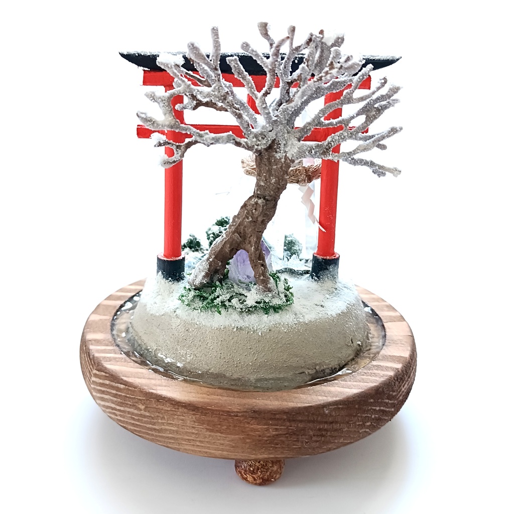 鉱物ランプ『水晶庭園-冬のお社-』大・水晶・リモコン切替点灯