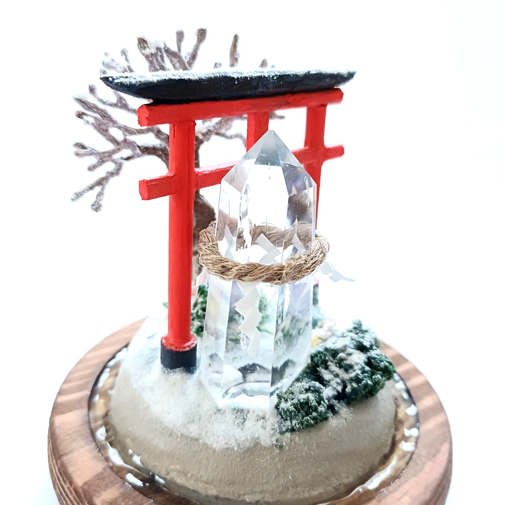 鉱物ランプ『水晶庭園-冬のお社-』大・水晶・リモコン切替点灯
