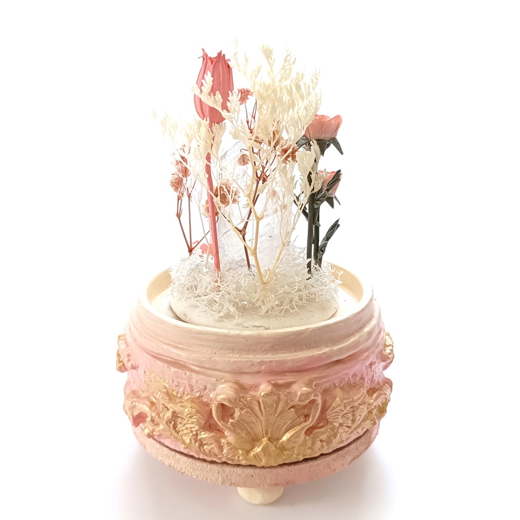 鉱物ランプ『ピンクとベージュ』中・水晶・サンゴ・リモコン切替点灯