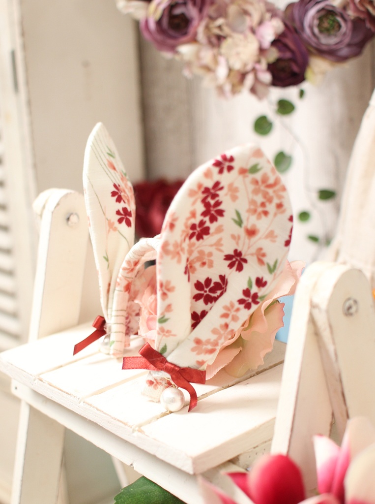 うさみみカチューシャ　白/流水桜