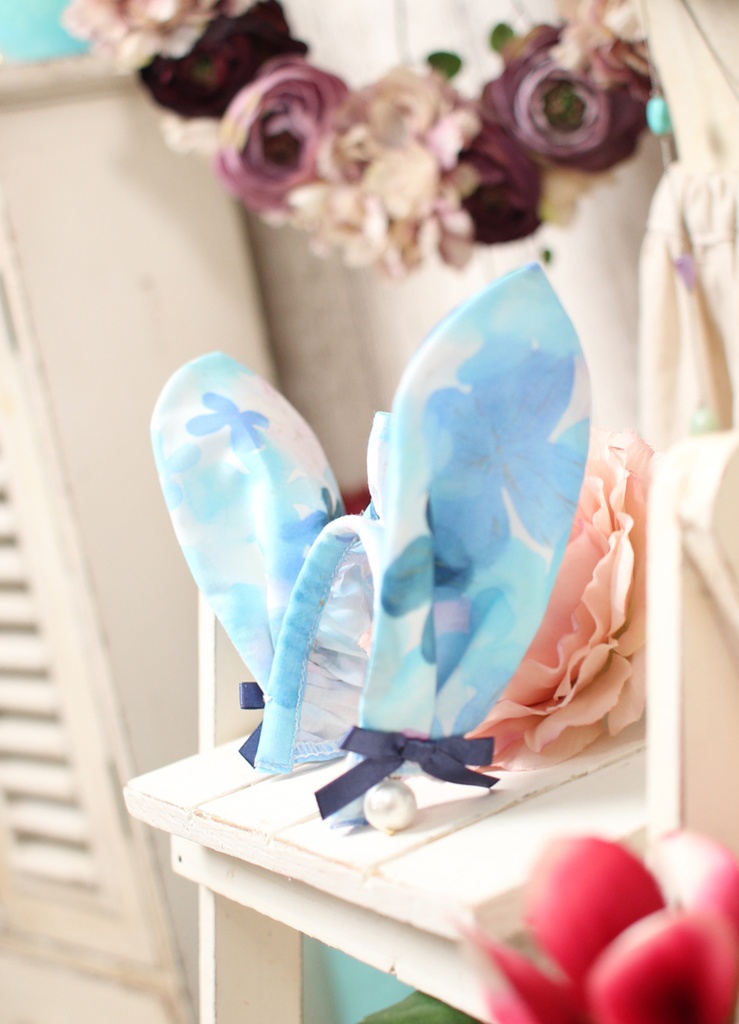 うさみみカチューシャ　紫陽花ブルー