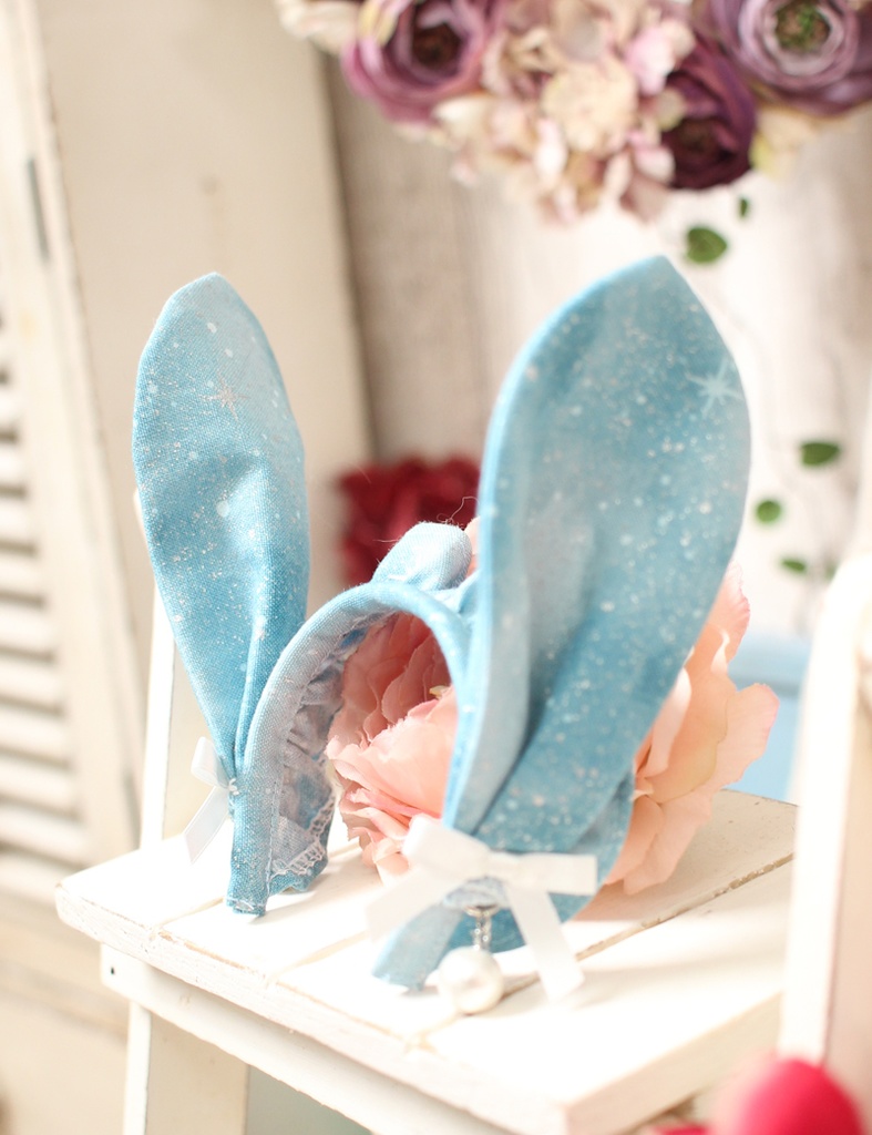 うさみみカチューシャ　粉雪ブルー