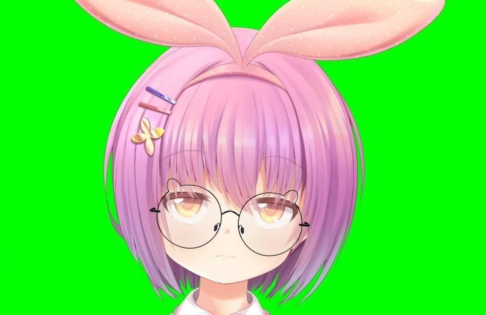 【うさぎ耳フレーム,アンダーリムフレームメガネ2種】VTS自撮り推奨png,psd付きモデリング改変〇