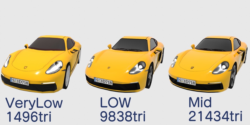 Porsche 718 Cayman 3Dモデル【ローポリモデルあり】