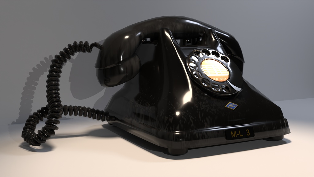 4号電話機(黒電話)【3Dモデル】【ローポリモデルあり】
