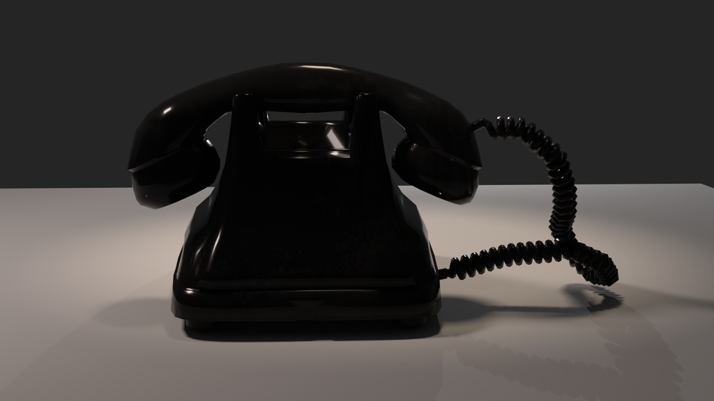 4号電話機(黒電話)【3Dモデル】【ローポリモデルあり】