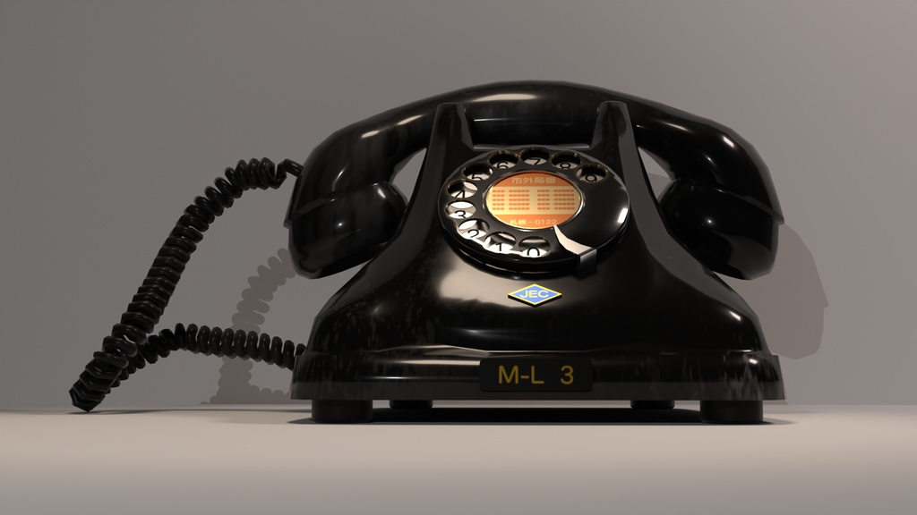 4号電話機(黒電話)【3Dモデル】【ローポリモデルあり】