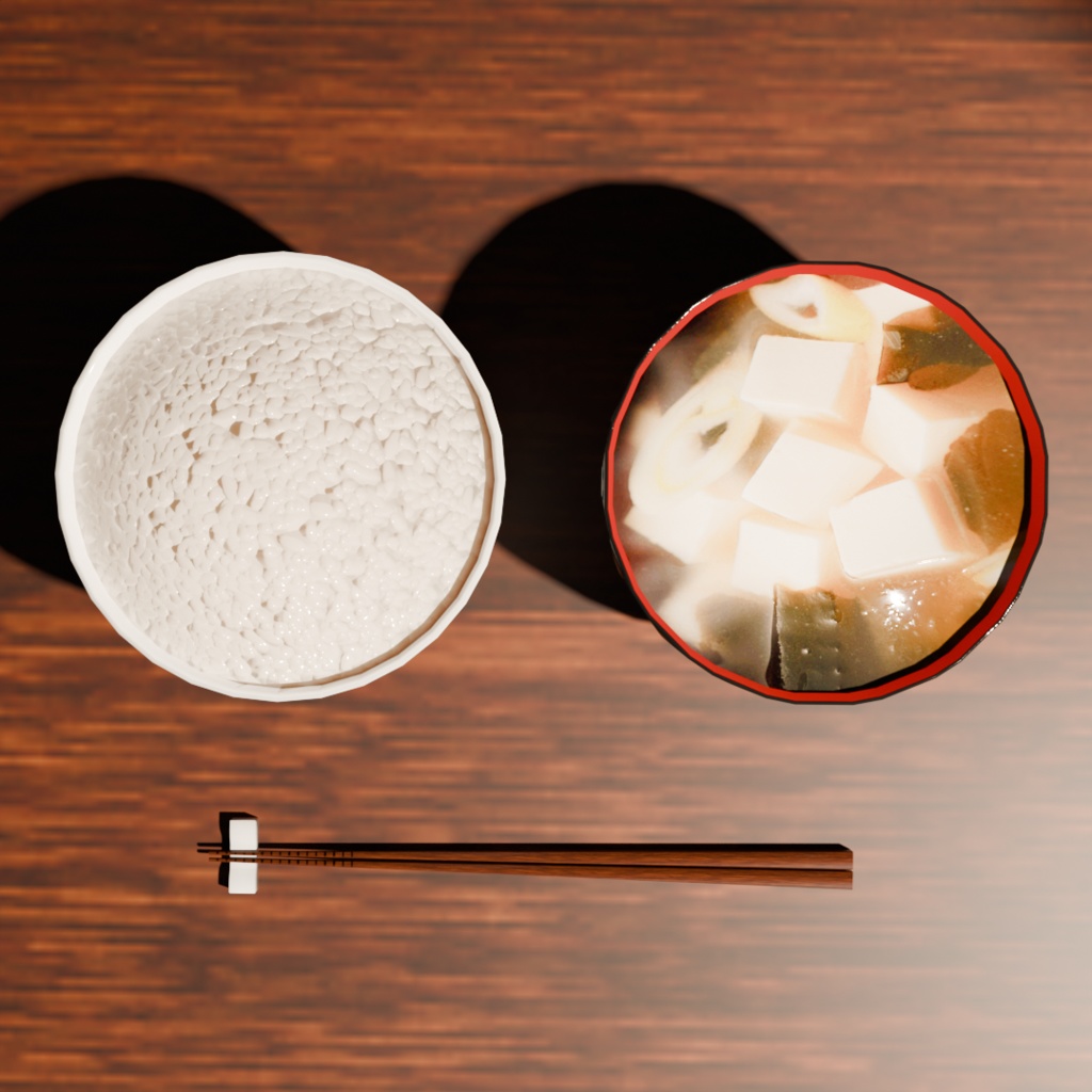 ご飯と味噌汁【3Dモデル】