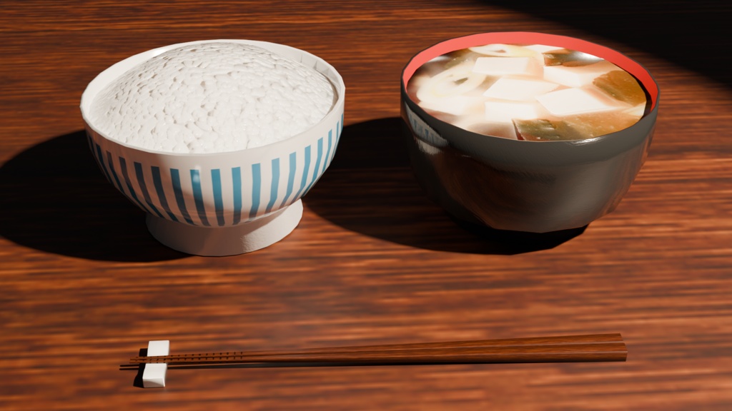 ご飯と味噌汁【3Dモデル】