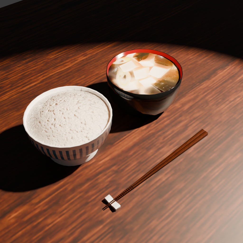 ご飯と味噌汁【3Dモデル】