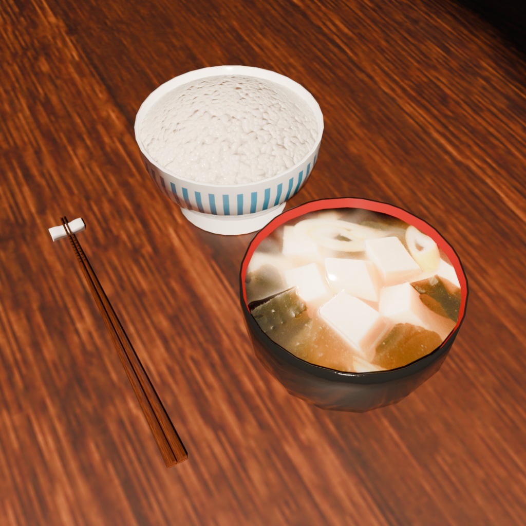 ご飯と味噌汁【3Dモデル】