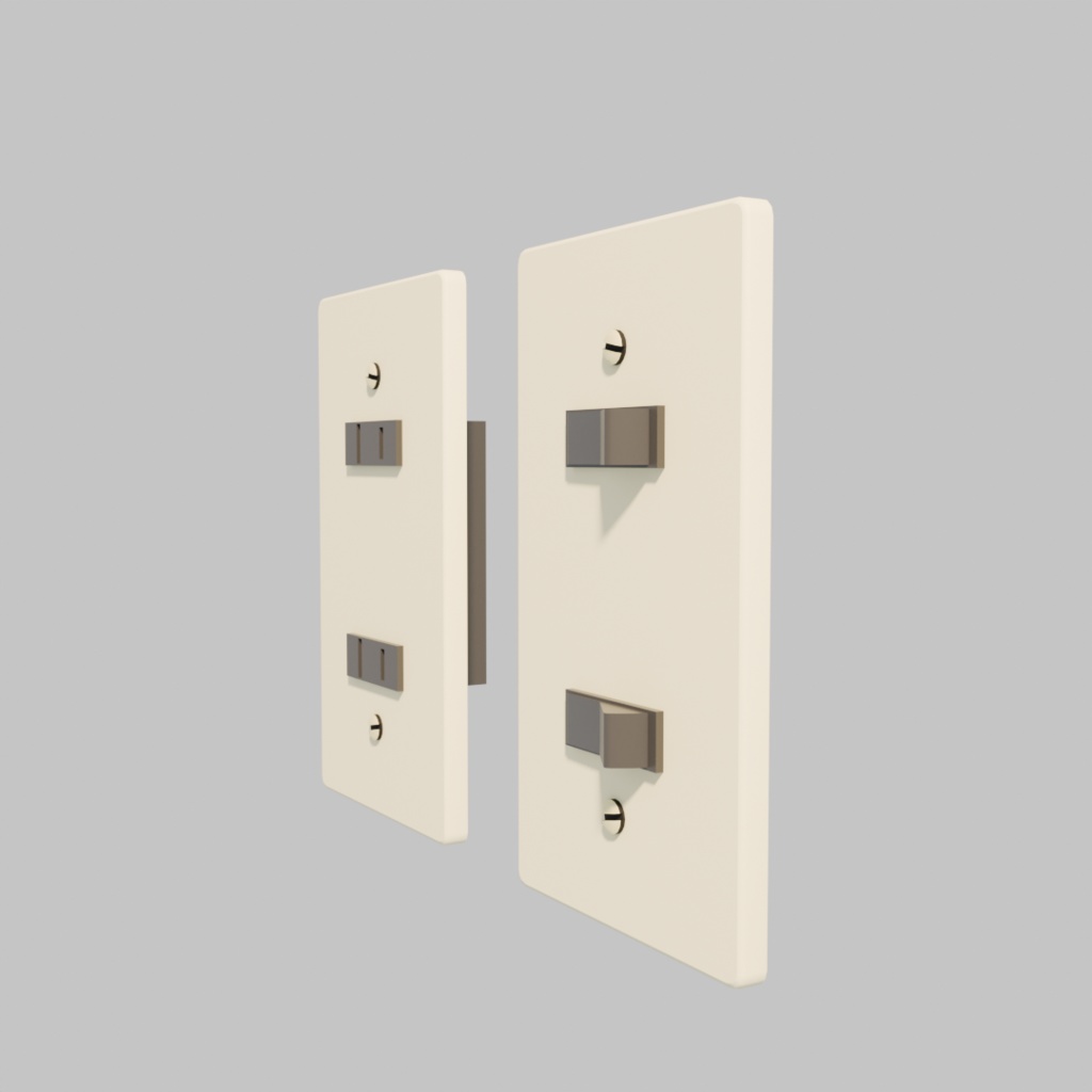 【3Dモデル】コンセントとスイッチ【昭和】