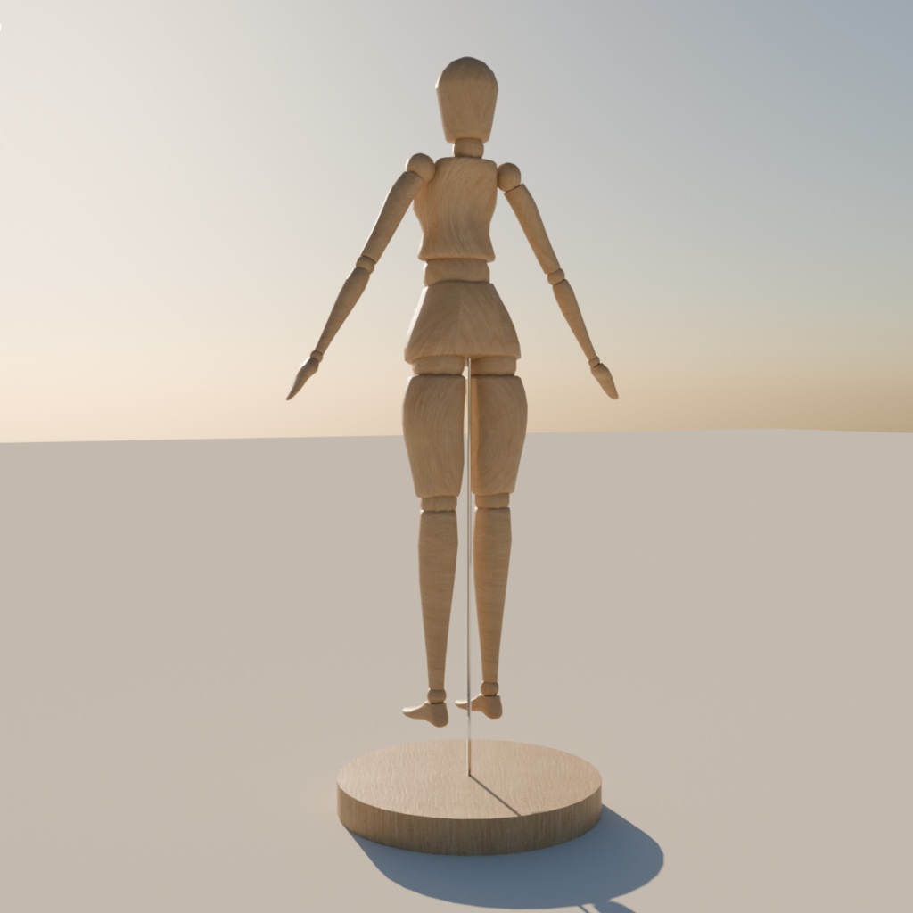 【3Dモデル】デッサン人形【スキニング済み】