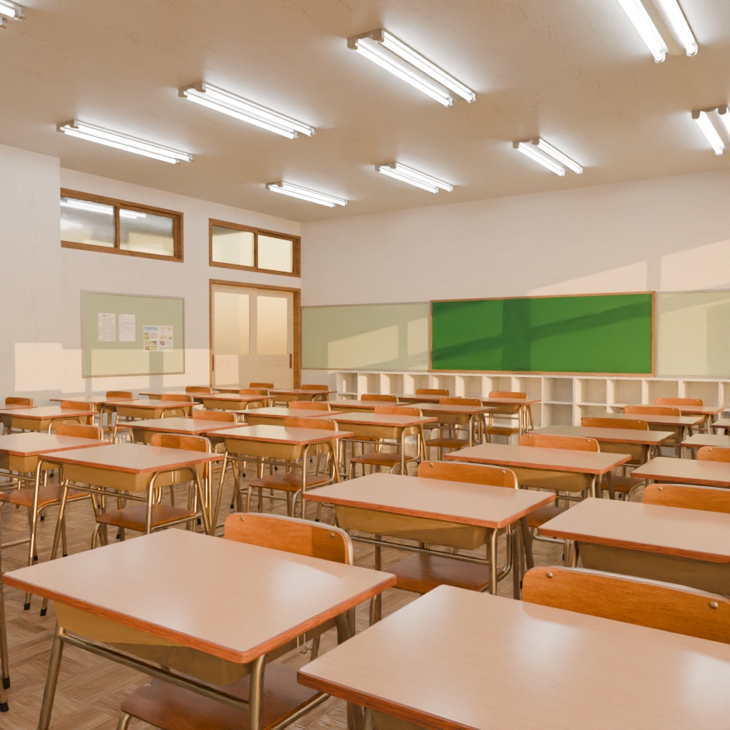 【3Dモデル】教室セット