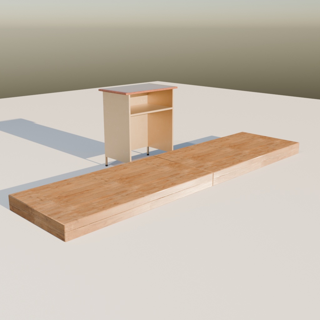 【3Dモデル】教卓と教壇