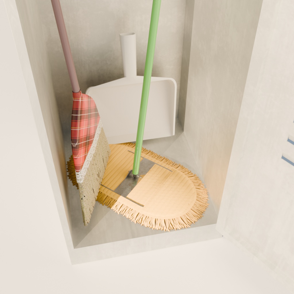 【3Dモデル】掃除用具ロッカーセット