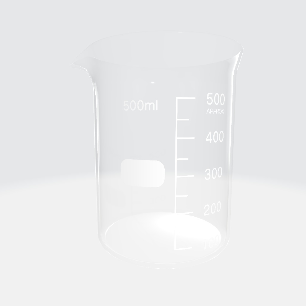 【3Dモデル】ビーカーセット【100ml、200ml、300ml、500ml】