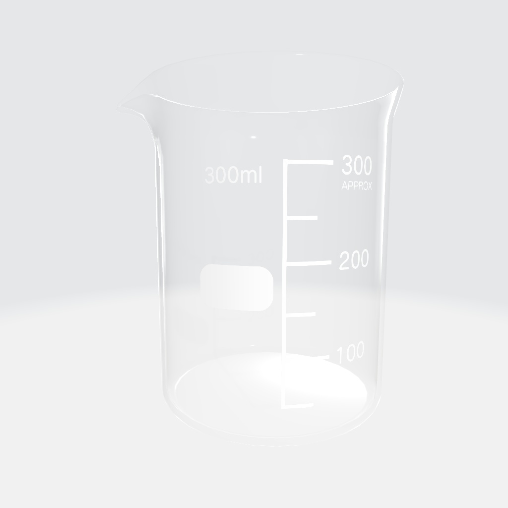 【3Dモデル】ビーカーセット【100ml、200ml、300ml、500ml】