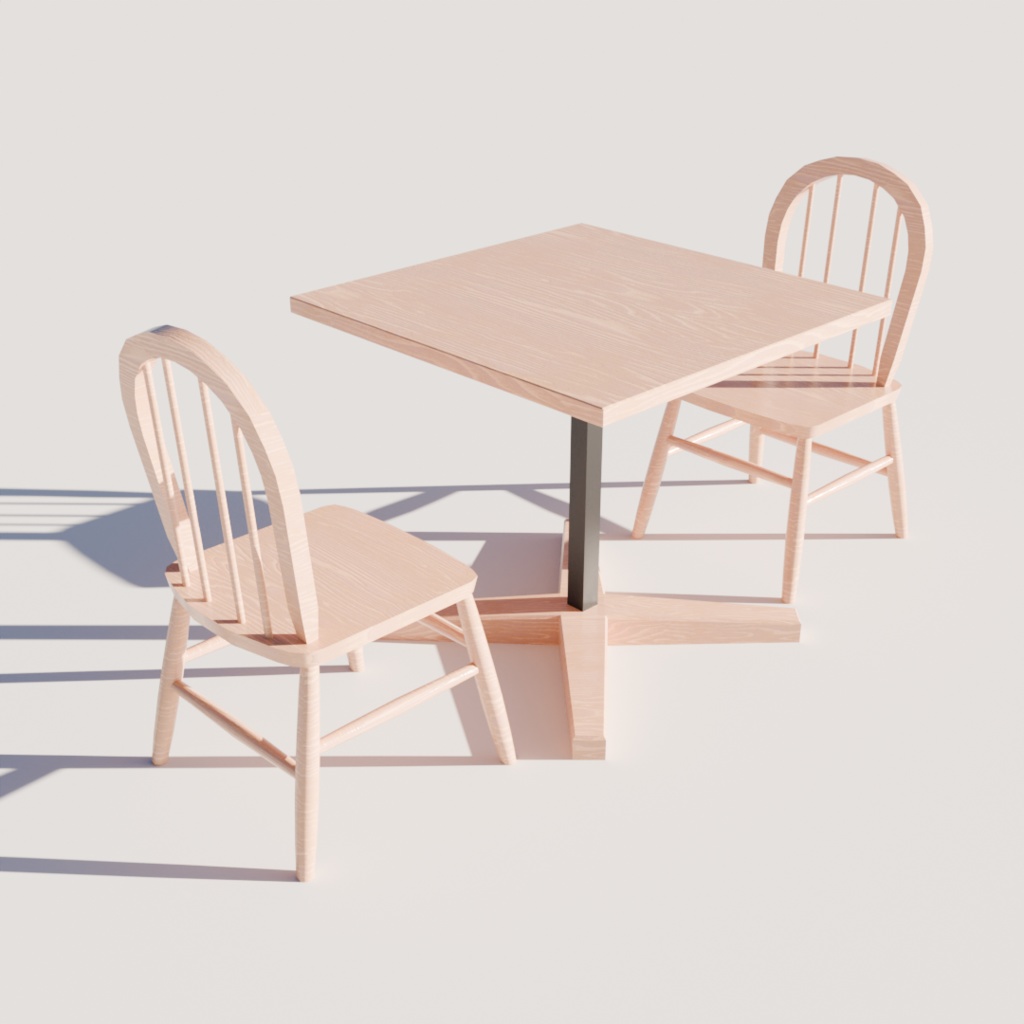 【3Dモデル】カフェチェア・テーブル