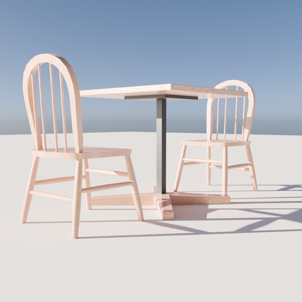 【3Dモデル】カフェチェア・テーブル