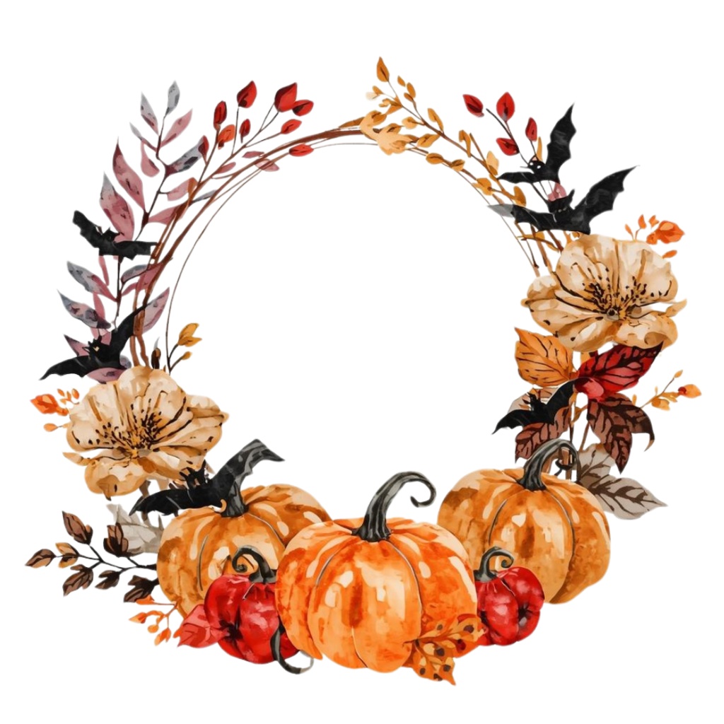 アンティークハロウィン 水彩クリップアートセット(PNG)