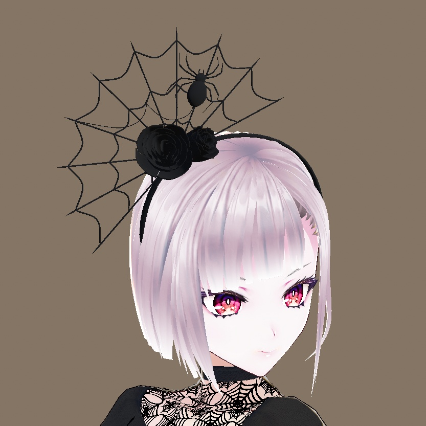 VRoid◆Halloween カチューシャ 蜘蛛の巣+薔薇◆3tene