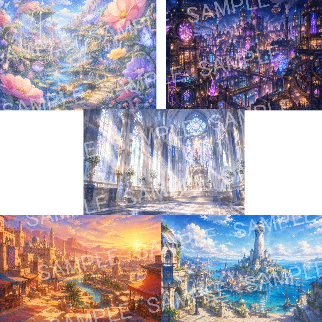幻想異世界背景素材集 Vol.1 20枚セット - Fantasia Scenery Collection -