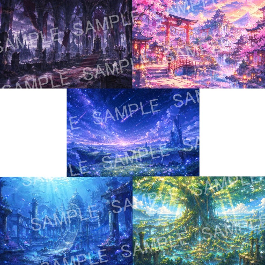 幻想異世界背景素材集 Vol.1 20枚セット - Fantasia Scenery Collection -