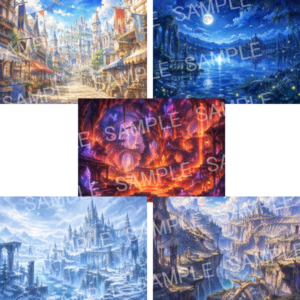 幻想異世界背景素材集 Vol.1 20枚セット - Fantasia Scenery Collection -